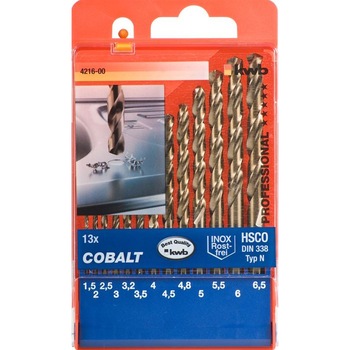 Set 13 piese KWB, burghie cobalt pentru metal 1.5 - 6.5 mm Set 13 piese KWB, burghie cobalt pentru metal 1.5 - 6.5 mm