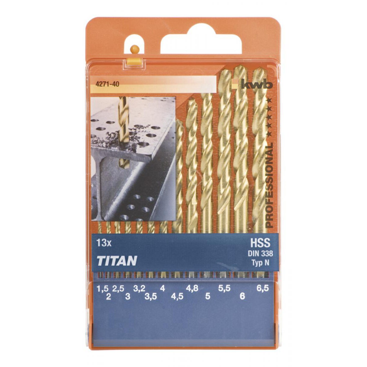 Set 13 piese KWB, burghie titan pentru metal 1.5 - 6.5 mm