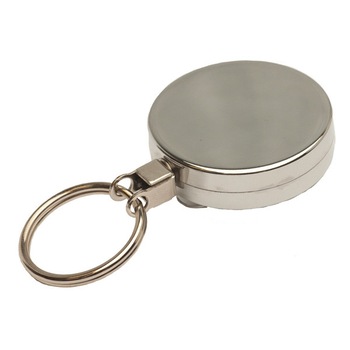 Rola retractabila metalica cu fir metalic si inel, CardKeep, Argintiu Rola retractabila metalica cu fir metalic si inel, CardKeep, Argintiu