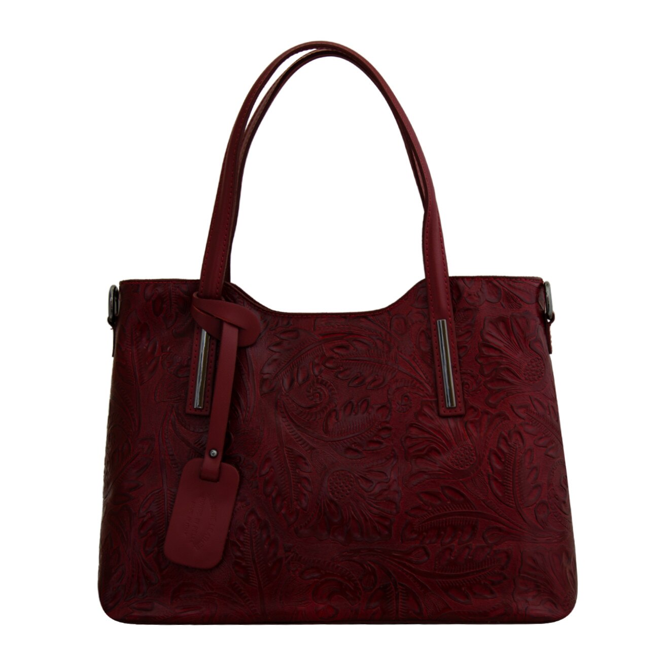 Geanta de dama din piele naturala, Pepa 1 rosu inchis