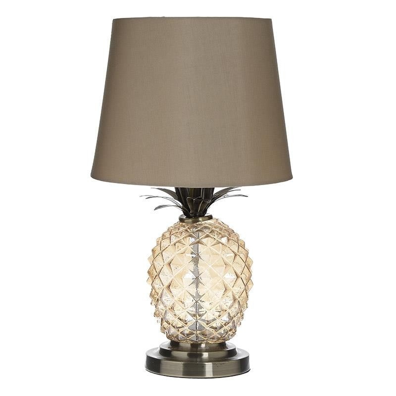 Veioza Pineapple din sticla si metal, crem, 24 x 40 cm