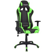 Scaun rabatabil pentru birou, design racing, tapiterie din piele artificala, vidaXL, verde, 70 x 71 x (126-136) cm