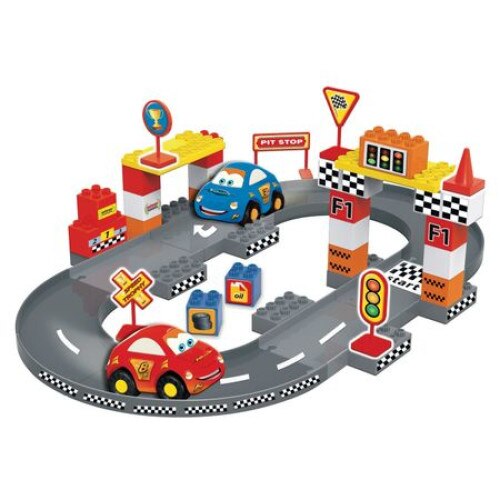 Set joc de constructie pentru copii din cuburi Racing Cars iMK, 36 piese