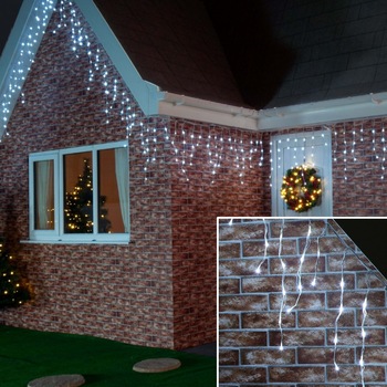 Instalatie luminoasa tip perdea 200 LED-uri,15.8M, Alb Cristal cu telecomanda VIVO Instalatie luminoasa tip perdea 200 LED-uri,15.8M, Alb Cristal cu telecomanda VIVO