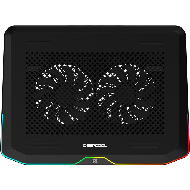 Cooler laptop DeepCool N80, pana la 17.3", Iluminare RGB, Negru