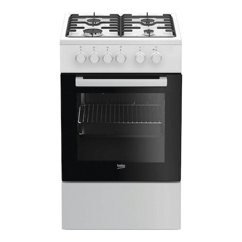 Aragaz Beko FSS52020DW, 4 arzatoare, Aprindere electrica, Cuptor electric, 60 l, Grill, 60 cm, Alb