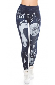 Colanti dama cu aspect de jeansi si imprimeu, marimea sm Colanti dama cu aspect de jeansi si imprimeu, marimea sm