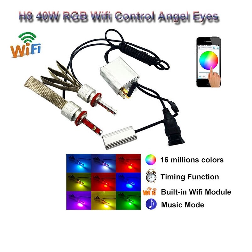 Led Marker- Angel Eyes H8 40W CANBUS , RGB Wifi Control, CREE LED