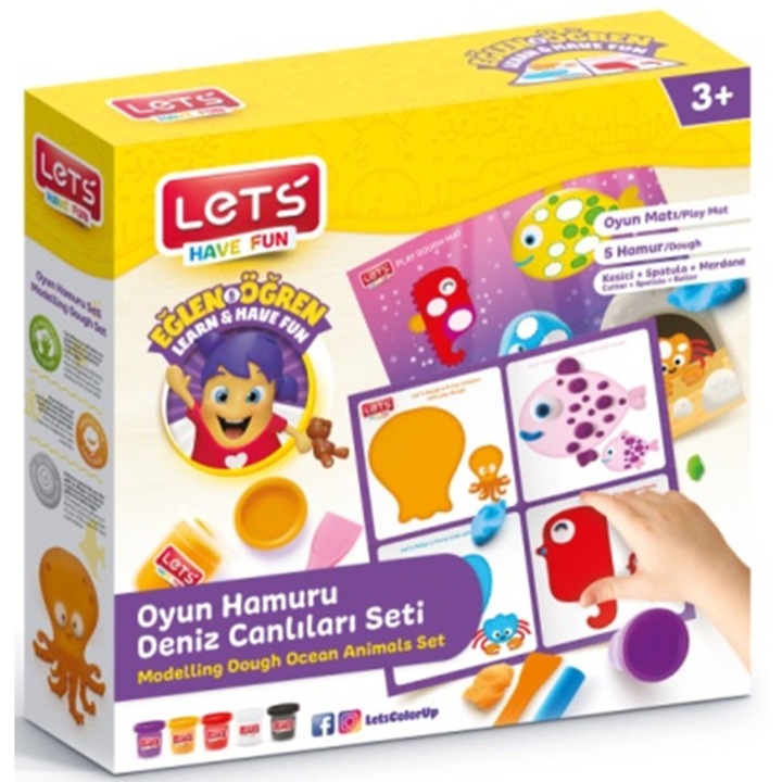 Пластилин Let`s L-9012 Морски животни, Комплект от 9 елемента