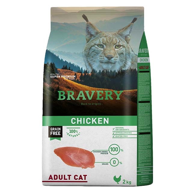 Hrana uscata pentru pisici Bravery Pui, 2kg