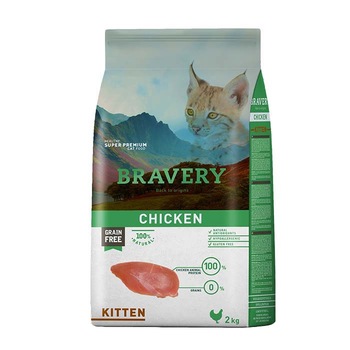 Hrana uscata pentru pisici Bravery Kitten, Pui, 2kg Hrana uscata pentru pisici Bravery Kitten, Pui, 2kg