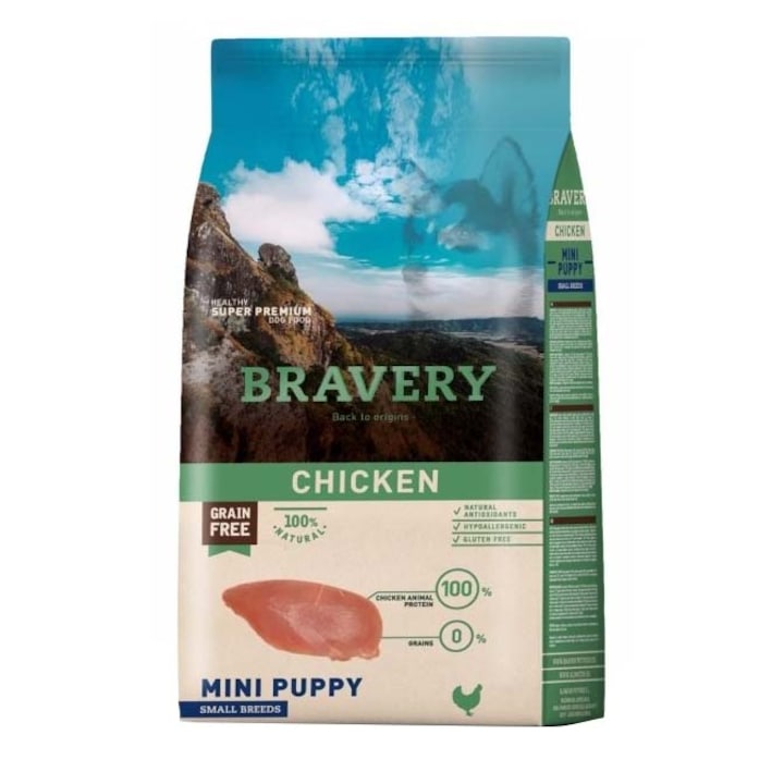 Суха храна за кучета Bravery Puppy Mini, Пилешко, 2 кг