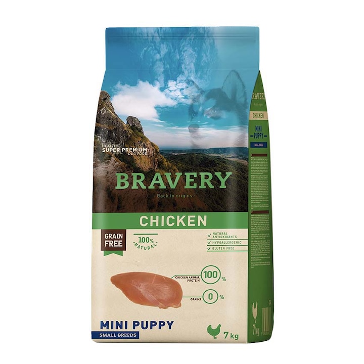 Суха храна за кучета Bravery Puppy Mini, Пилешко, 7 кг