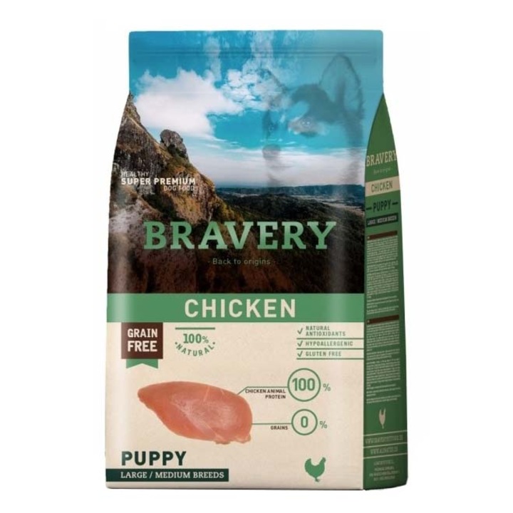 Суха храна за кучета Bravery Puppy Medium/Large, Пилешко, 12 кг