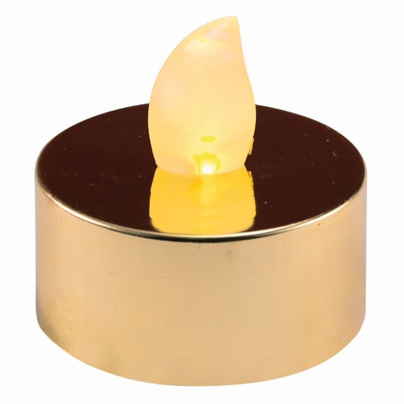 Set 2 candele cu LED, tip pastila, lumina intermitenta, aurii, Home