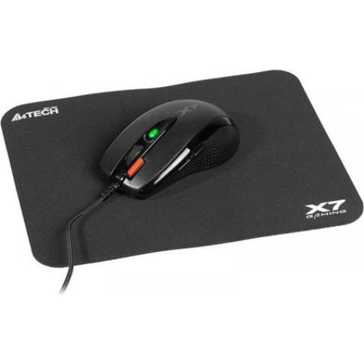 Комплект мишка и подложка A4-Tech, USB, 3000 dpi, Черен