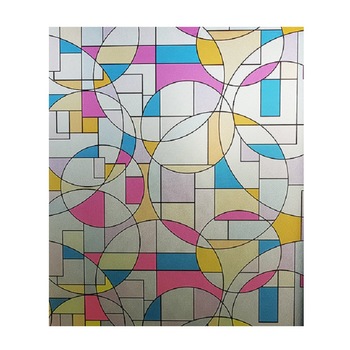 Folie pentru geam decorativa geometric colorat, 6 m x 0.9 m Folie pentru geam decorativa geometric colorat, 6 m x 0.9 m
