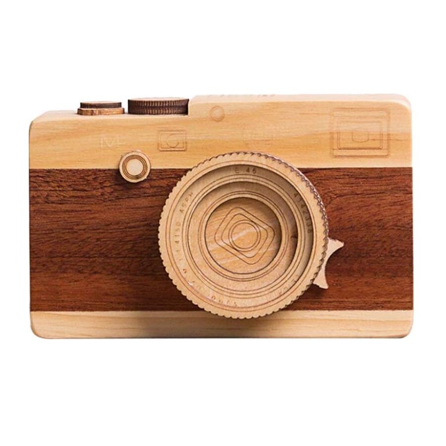 Cutiuta muzicala lemn tip Aparat Foto 100x35x60 mm