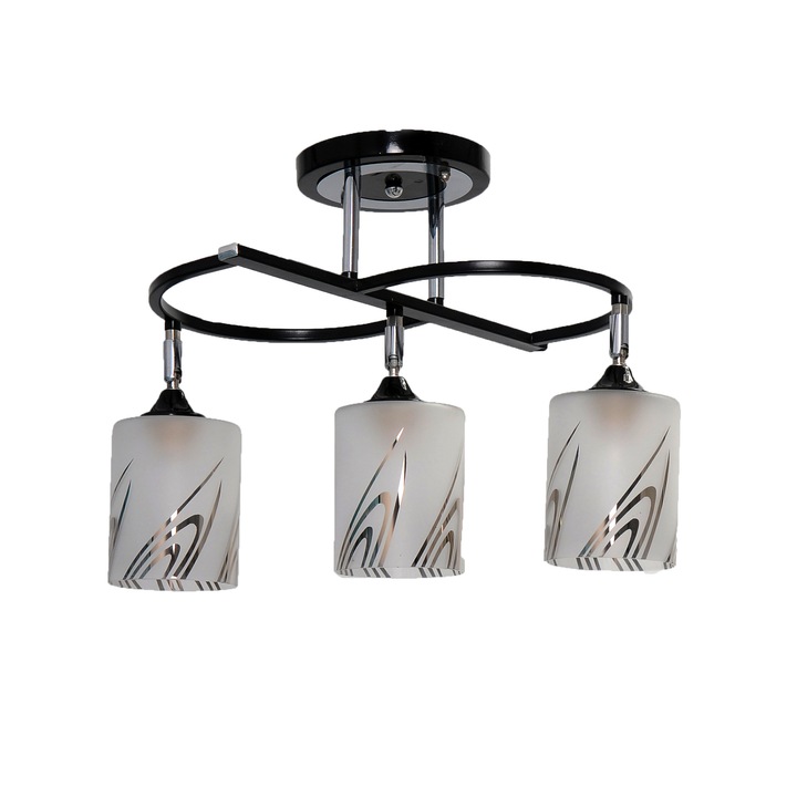 Candelabru Nikom NG 77048-3, E27, 3x40 W, 220V, negru, alb, crom