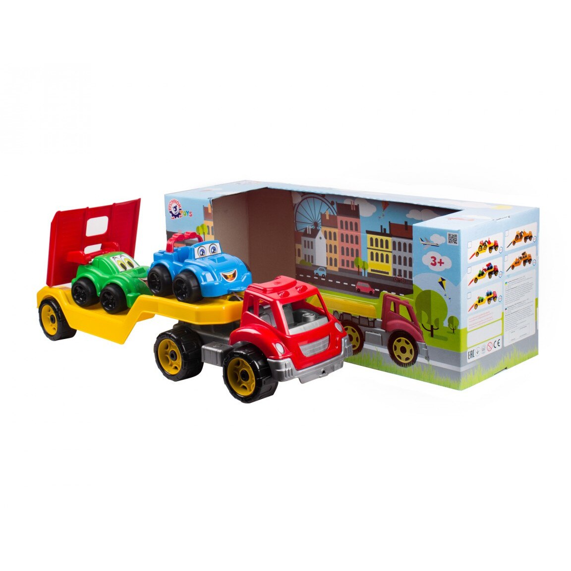 Masinuta tip trailer cu 2 masinute, culoare multicolor