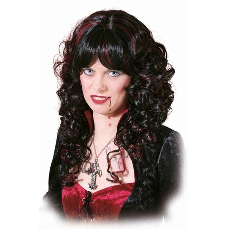 Peruca vampirita adulti Halloween Clubman negru cu bordo