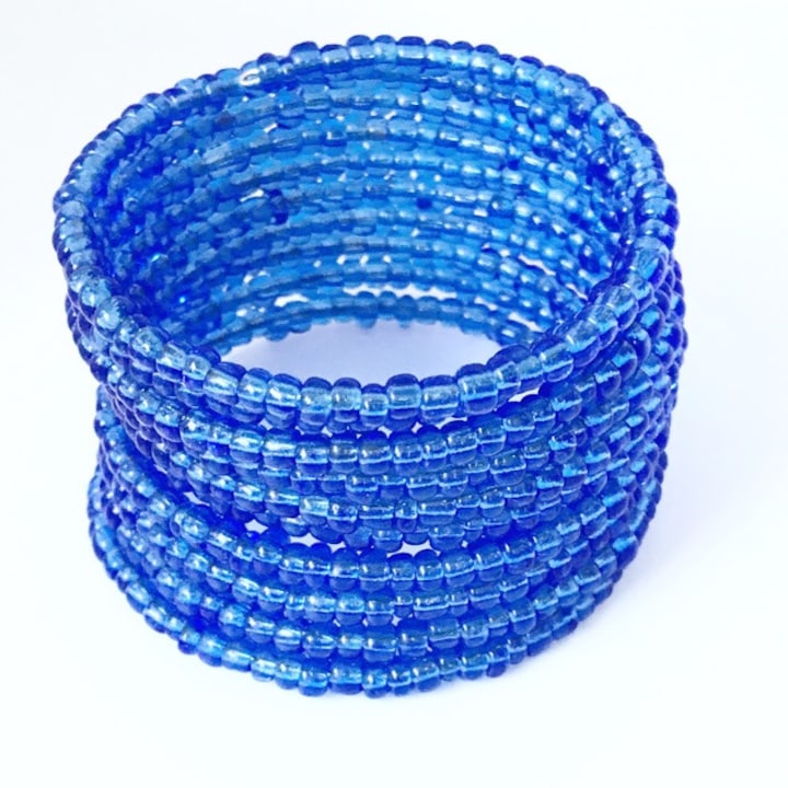 Üveggyöngy karkötő-Üvegkék