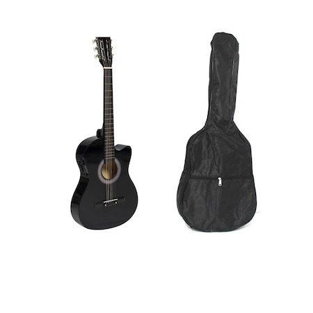 Pachet promo: Chitara Acustica 4/4 Neagra si Husa impermeabila 38" (97cm), Lemn, 6 Corzi metalice + Husa chitara acustica TurboVoice AC044