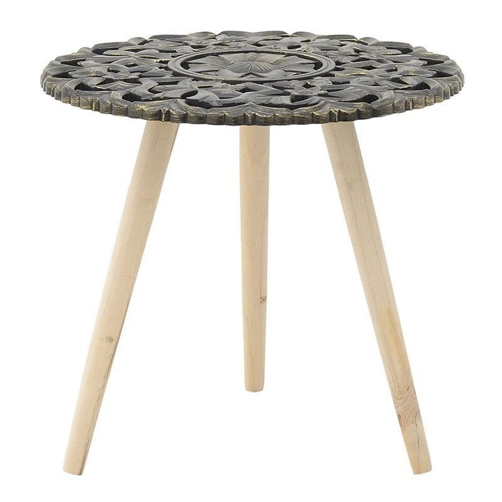 Masa de cafea din lemn Birch Black, alb, natur