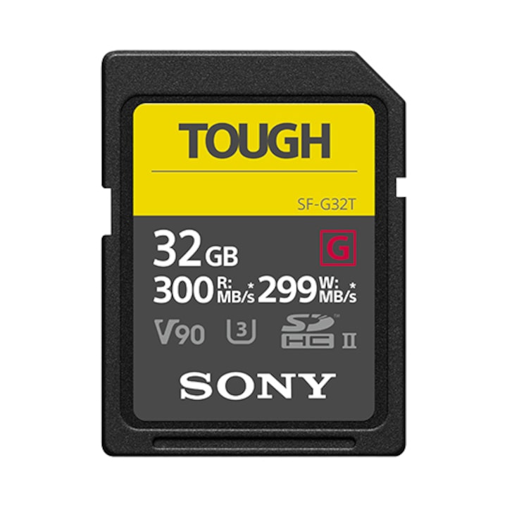 Sony SDHC Tough Professional Memóriakártya, 32 GB, UHS-II, 10. osztály, R: 300 MB / s, W: 300 MB / s