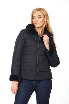 Geaca de dama BE YOU, cu blanita, Negru Geaca de dama BE YOU, cu blanita, Negru