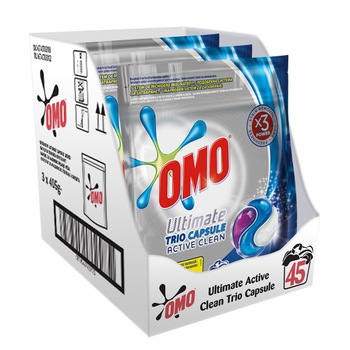 Detergent capsule Omo Ultimate Active Clean Trio Caps, 45 Spalari Detergent capsule Omo Ultimate Active Clean Trio Caps, 45 Spalari