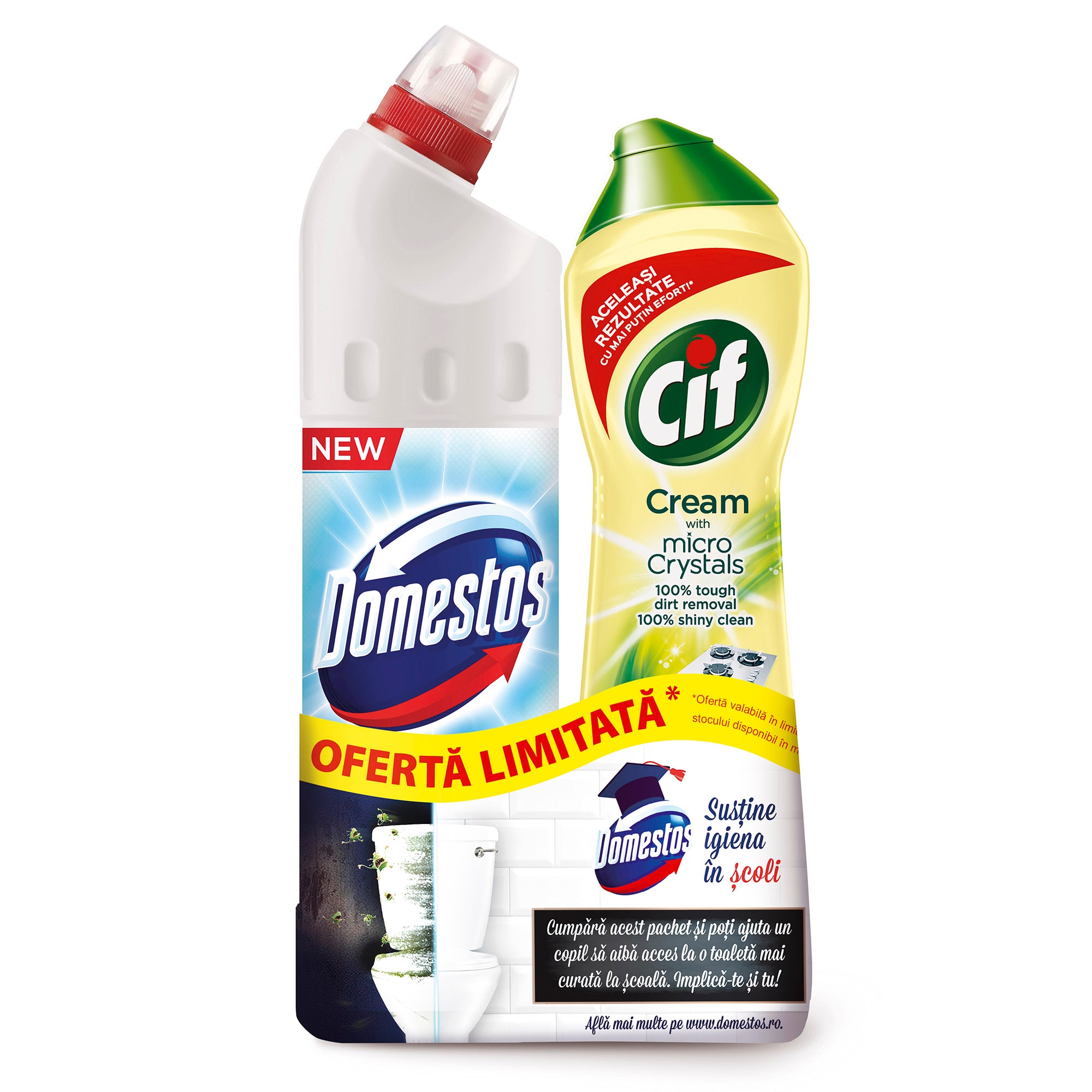 Pachet curatenie Domestos White + Cif Lemon 500Ml