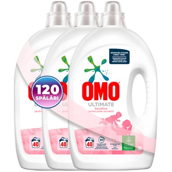 Detergent lichid Omo Ultimate Sensitive concentrat pentru piele sensibila, 120 Spalari, 6L Detergent lichid Omo Ultimate Sensitive concentrat pentru piele sensibila, 120 Spalari, 6L