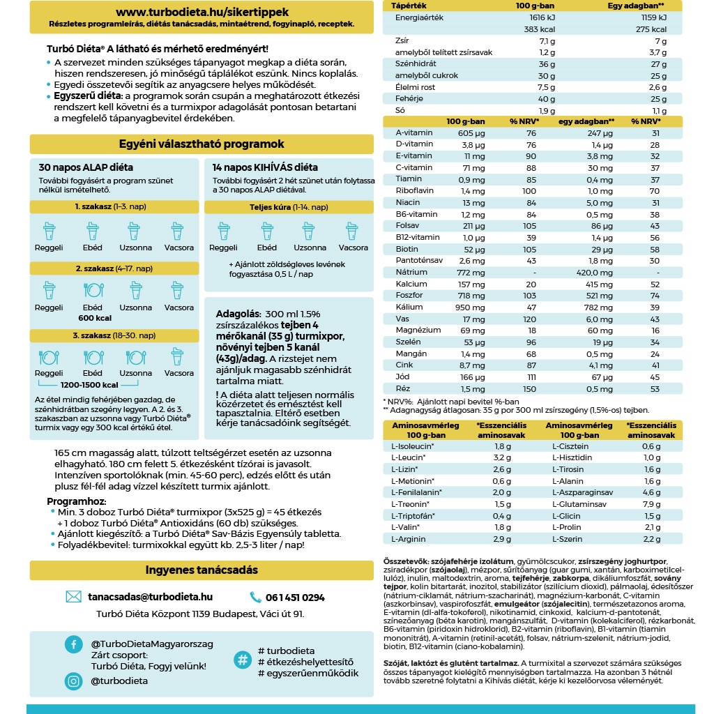 Turbó Diéta fehérje-turmixpor enzimmel, csokoládés