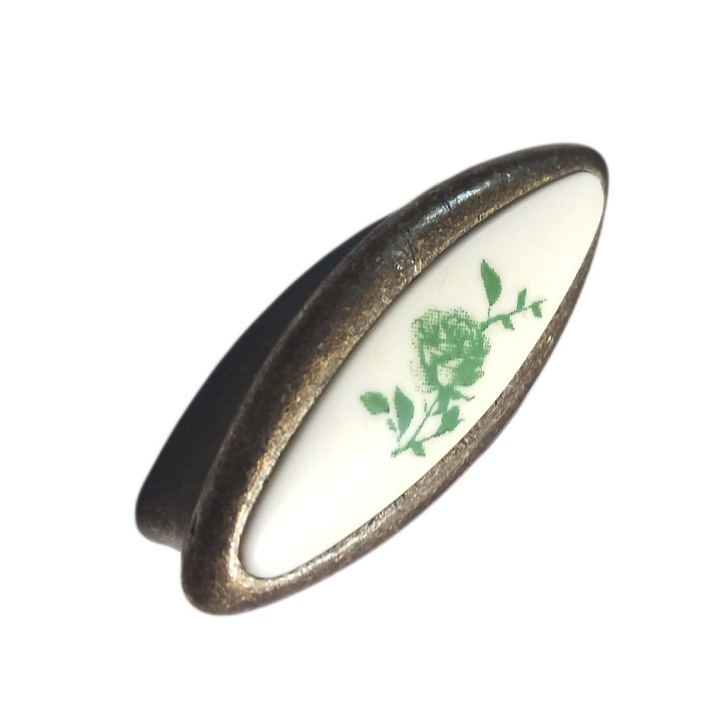 Buton mobilier 2384 floare verde, Gamet