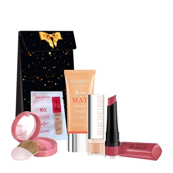 Set Bourjois La vie en Pink: Fond de ten Airmat 03, Anticearcan Blur The Lines 02, Fard de obraz Le Duo Blush 02, Fond de ten Healthy Mix 053, Ruj Rouge Velvet 03 Set Bourjois La vie en Pink: Fond de ten Airmat 03, Anticearcan Blur The Lines 02, Fard de obraz Le Duo Blush 02, Fond de ten Healthy Mix 053, Ruj Rouge Velvet 03