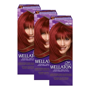 Set cadou Wella Wellaton: 3 x Vopsea de par permanenta 66/46 Cherry Red