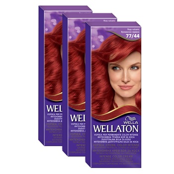 Set cadou Wella Wellaton: 3 x Vopsea de par permanenta 77/44 Volcanic Red Set cadou Wella Wellaton: 3 x Vopsea de par permanenta 77/44 Volcanic Red