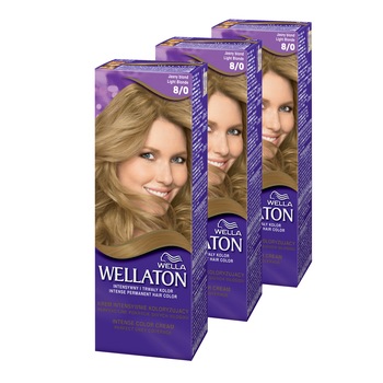Set cadou Wella Wellaton: 3 x Vopsea de par permanenta 8/0 Light Blonde Set cadou Wella Wellaton: 3 x Vopsea de par permanenta 8/0 Light Blonde