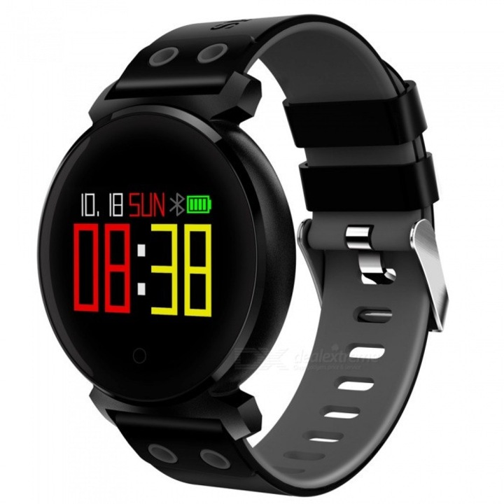 Ceas Smartwatch si Bratara Fitness Kinetic 2 2018, Cu Monitorizare Puls, Pasi, Calorii, Notificare Mesaje, IP68 Waterproof, Culoare : Negru