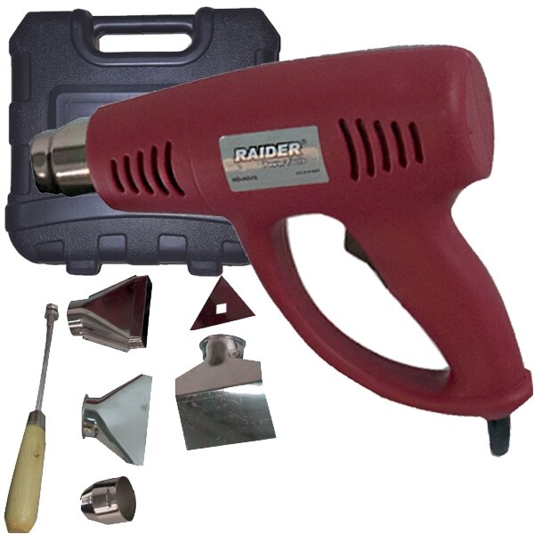 Pistol de aer cald Raider RD-HG17, 2000W, debit maxim 500l/min, 2 trepte putere , accesorii incluse