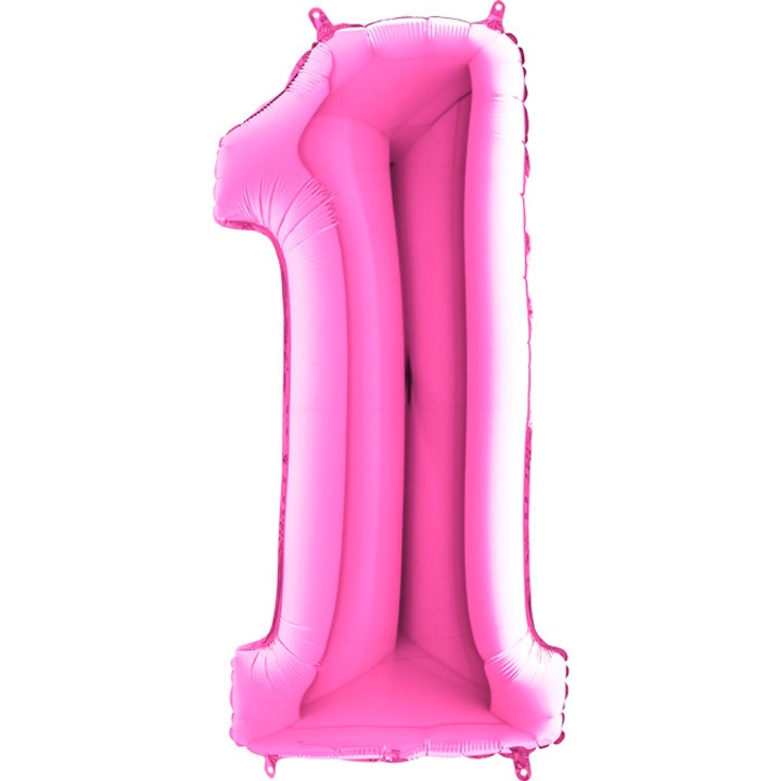Balon figurina cifra 1 fuchsia dimensiunea 101 cm