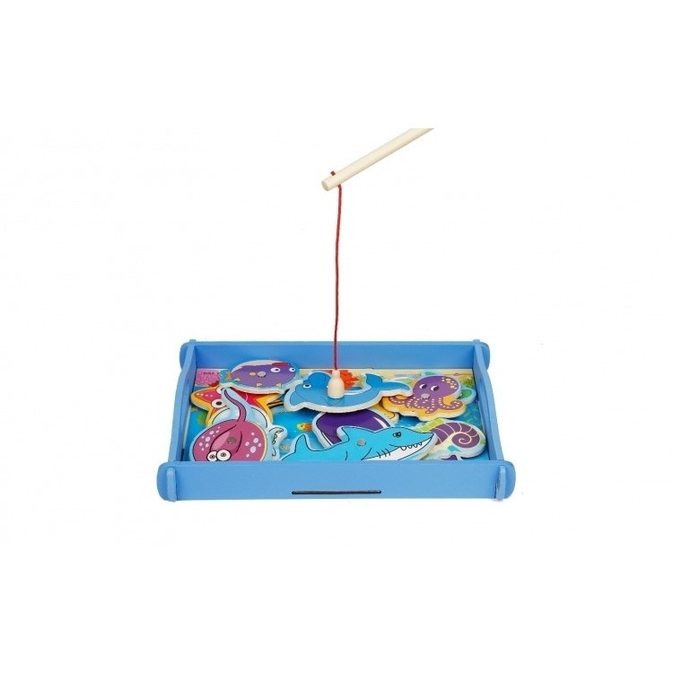 Joc educativ Pescuit magnetic lemn, 12 piese