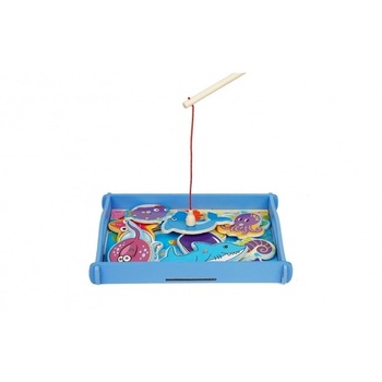 Joc educativ Pescuit magnetic lemn, 12 piese Joc educativ Pescuit magnetic lemn, 12 piese