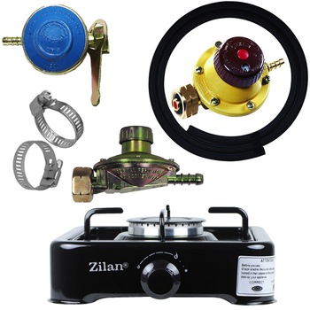 Pachet - Aragaz patrat, Zilan, Un Ochi, 26 x 26cm, Negru, GPL + 2m furtun pentru gaz + 2 x coliere pentru furtun + Ceas pentru butelie + Ceas butelie cu reglaj EUROGAZ + Ceas butelie Ozgan cu reglaj Pachet - Aragaz patrat, Zilan, Un Ochi, 26 x 26cm, Negru, GPL + 2m furtun pentru gaz + 2 x coliere pentru furtun + Ceas pentru butelie + Ceas butelie cu reglaj EUROGAZ + Ceas butelie Ozgan cu reglaj