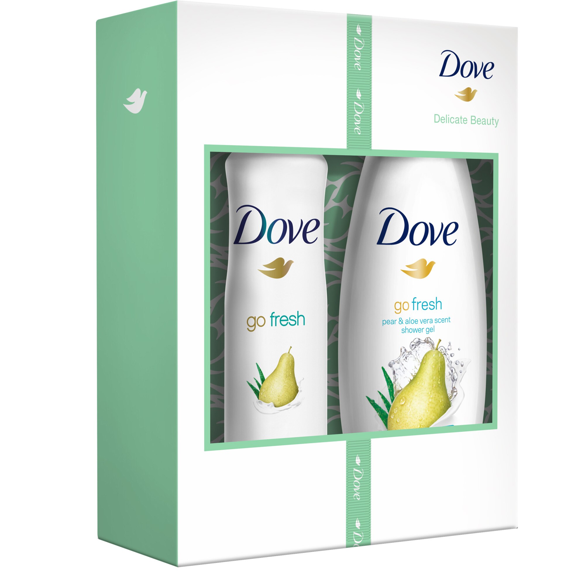 Set Dove Duo Delicate Beauty: deodorant antiperspirant spray, 150 ml + gel de dus, 250 ml