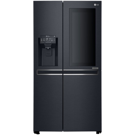 Side by side LG Door in Door GSX960MTAZ, 601 L, Clasa A++, No Frost, InstaView, Dispenser apa, Compresor inverter linear, H 179 cm, Negru