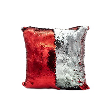 Perna decorativa antistres , 40x40 cm, model paiete reversibile, poliester, rosu cu argintiu Perna decorativa antistres , 40x40 cm, model paiete reversibile, poliester, rosu cu argintiu