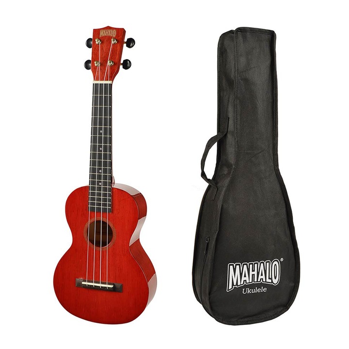 Koncert ukulele készlet Mahalo Hano MH2L/TWR átlátszó piros balkezes