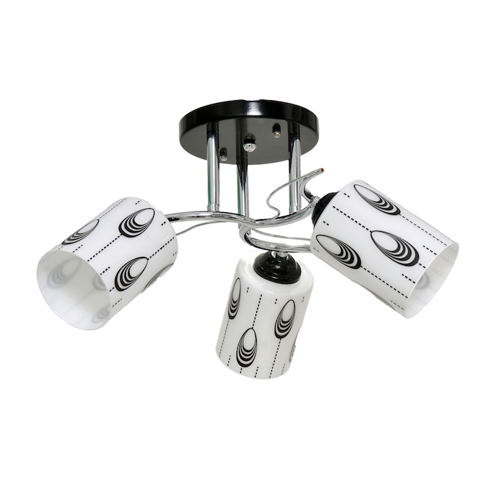 Candelabru Nikom NG 71903-3, E27, 3x40 W, 220V, negru, alb, crom